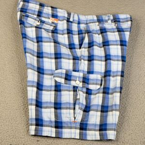 TOMMY BAHAMA Cargo Shorts Mens 38 Blue White Cotton Relax  9.5" Inseam Bermuda44